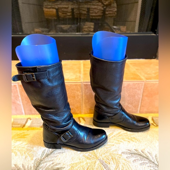 Frye Veronica Slouch Boots Black Leather Size 7.5 - Picture 5 of 14